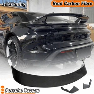 Fit For Porsche Taycan Base 4S 2019-25 REAL CARBON Rear Trunk Spoiler Boot Wing  - Picture 1 of 12