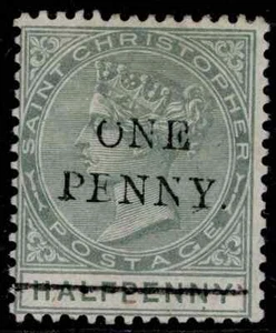 ST KITTS - St Christopher QV SG26, 1d on ½d dull green, M MINT. Cat £50. CERT - Picture 1 of 1
