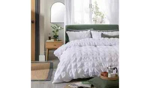 Habitat Seersucker Square White Bedding Set - King size (1602) - Picture 1 of 4