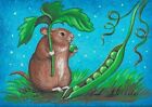 ACEO PRINT OF PAINTING RYTA MOUSE GARDEN MICE PEAS SPRING FOLK ART WHIMSICAL 