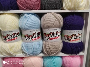 JAMES C BRETT TOP VALUE CHUNKY KNITTING WOOL YARN 5X100G PURPLE SHADE TC08 NEW - Imagen 1 de 23