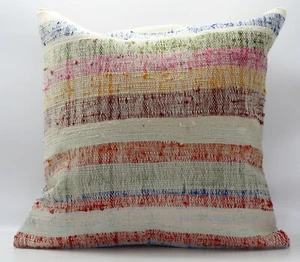  Handmade Turkish Decorative Vintage Kilim Pillow Cover 24'' X 24''(60X60 cm)  - Picture 1 of 4
