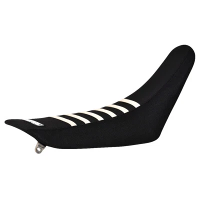 Cubierta de asiento Yamaha YZ 80 1993-2001 de Enjoy MFG todo negro blanco costillas #124 Foto 1 de 4