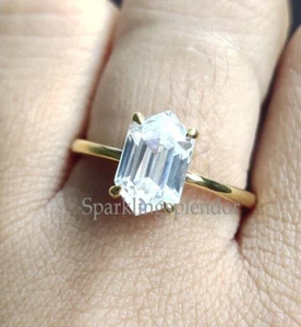 Sechseckform Verlobungsring 1,50 ct lang Hexagonschliff Moissanit Ring Solitär - Bild 1 von 14