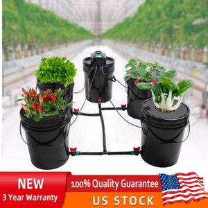 5 Gallon Round Bucket Deep Water Culture DWC Hydroponic Grow System Kit Set of 5 - Picture 1 of 11