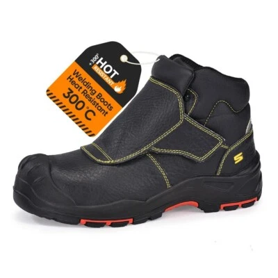 WeldingCity® Men Welding Boots Toe Safety Fire Resistant Anti-nail Electric Safe - Image 1 of 4