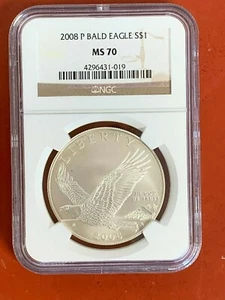 2008-P Bald Eagle Commemorative Silver $1 Dollar NGC MS 70 US Coin - Picture 1 of 4