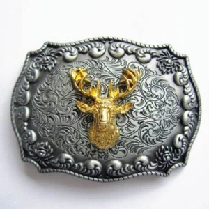 Buckle Hirschkopf, Hirsch, Jagd, Jäger, Tracht, 24 ct. Gold, Gürtelschnalle - Bild 1 von 2