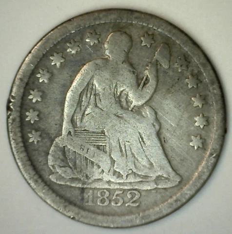 1852 Seated Liberty Silver Half Dime Coin US Type H10 Coin Cover