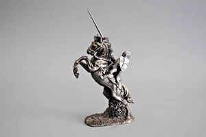 Statua cavaliere in peltro / cavaliere a cavallo / altezza 120 mm (J 32) - Foto 1 di 18