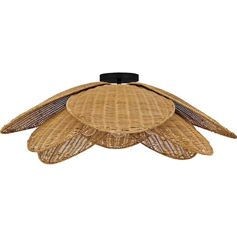 Quoizel Willa 4Light Semi-Flush Mount, Matte Black/Rattan - WLL1730MBK - Image 1 of 1