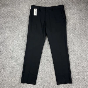 Kenneth Cole Reaction Pants Mens 34x30 Black Slim Fit Stretch Dress Trouser - Picture 1 of 12