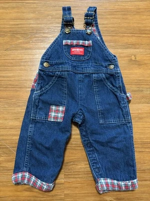 Mono Denim Oshkosh Hecho en EE. UU. De Colección Forrado a Cuadros Navidad Rojo Verde 6/9 Meses Foto 1 de 4