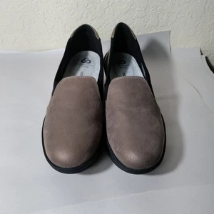 Clarks Step Rose Moon Wedge Loafer Slip On Women US 11 Pewter Tan Taupe - Picture 1 of 9