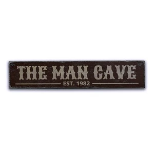 The Man Cave Sign, Est Date Sign -Distressed Wooden Sign - Picture 1 of 2