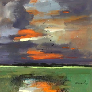 PAISAJE Pintura al óleo contemporánea 8x8 UCRANIA - Imagen 1 de 12