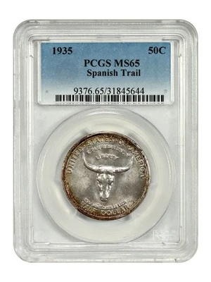Spanish Trail 1935 50C graduación profesional MS65 - clásico conmemorativo plateado Foto 1 de 4