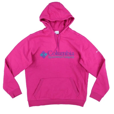 Columbia Mujer Sudadera con Capucha Pullover Logo Sudadera con Capucha Grande Rosa Nueva Foto 1 de 2
