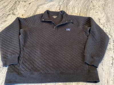LL Bean Sweater Mens Large Grey Quilted Pullover Sweatshirt Snap Hiking Outdoor - Image 1 of 4