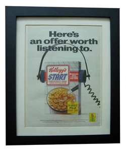 KELLOGG'S+START CEREAL+POSTER+AD+CLASSIC FRAMED ORIGINAL 1989+FAST WORLD SHIP - Picture 1 of 9