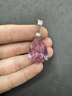 23.6g Vintage Sterling Silver 925 Pink CZ Pendant Jewelry lot D - Image 1 of 4
