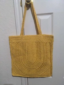 Universal Thread Damen Gold gehäkelt & gefüttert Beuteltasche Tasche Handtasche 16" x 16" - Bild 1 von 8