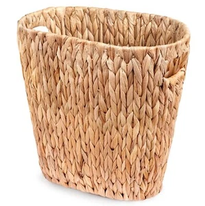 Wicker Trash Can Bathroom Wicker Bathroom Trash Can with Built-in Handles Han... - Picture 1 of 7