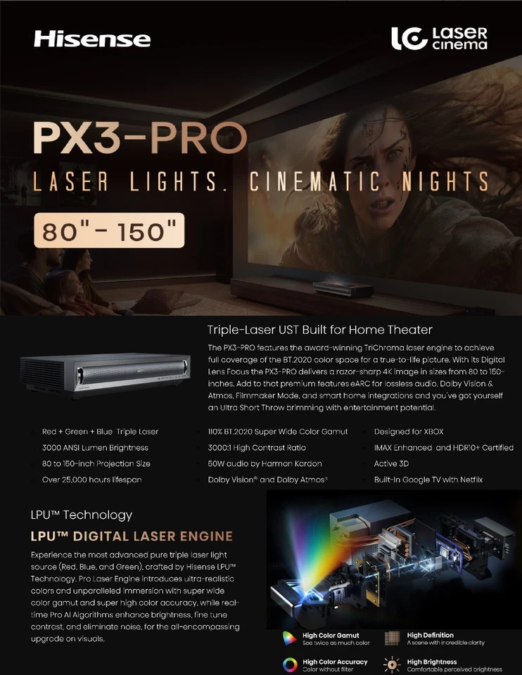 Hisense PX3-PRO Dolby Vision 3D Triple Laser 4K Ultra