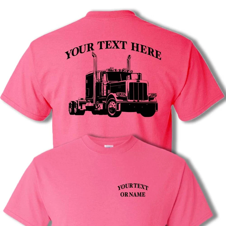 PETERBILT 389 LONG NOSE SEMI TRUCK -  PERSONALIZED CUSTOM COTTON T-SHIRT #BR012 Foto 1 de 1