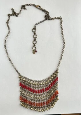 Collar babero Lucky Brand rojo y oro envejecido B15 Foto 1 de 4