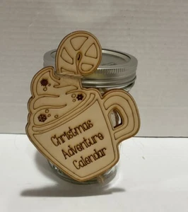 Christmas Adventure Calendar Homemade Glass Jar With 24 Wooden Activities - Picture 1 of 4
