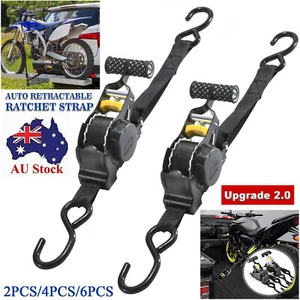 Automatic Retractable Ratchet Tie Down Strap With S Hooks Quick Release 25mm/1" - Picture 1 of 19