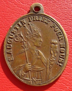 ANTIGUO COLGANTE MEDALLA SANTA María Trost S. Agustín el patrón de los cerveceros - Imagen 1 de 12