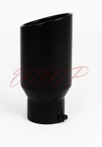 Stainless Steel Black Angle Cut Roll End Exhaust Tip 2.5"Inlet 4"Out 12" Length - Picture 1 of 2