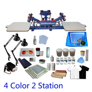 4 Color 2 Station Screen Printing Press Kit Machine Silk Screening Exposure DIY - Picture 1 of 6