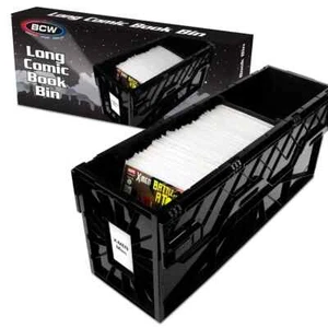 BCW Black Long Comic Book Box Bins Heavy Duty Acid Free Plastic Holds 300 Comics - Picture 1 of 6