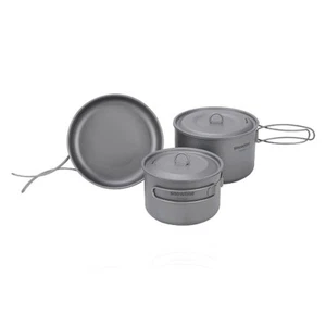 Leichtes Titan Camping Kochgeschirr Set 2-teilig Töpfe, 1-teilige Pfanne - Bild 1 von 9