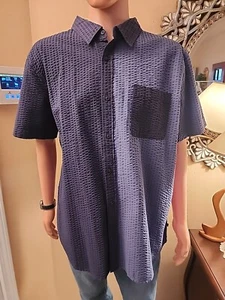 Camisa azul con botones de manga corta Shipley de comida chatarra Los Angeles para hombre talla 2XL - Imagen 1 de 12