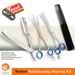 Professional Hairdresser Set Haircut Scissors Mustache Shears Shaving Razor Comb - Picture 1 of 1