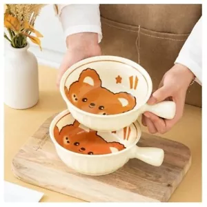 Keyiyijia HELLO BEAR SERIES One-handed handle Soup Bowl 2pcs Set bowl dishes - Picture 1 of 8