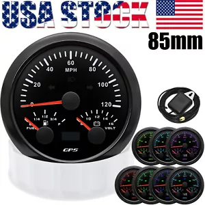 Velocímetro GPS 85 MM 3 EN 1 120 MPH con voltaje de nivel de combustible para barco marino coche EE. UU. - Imagen 1 de 12