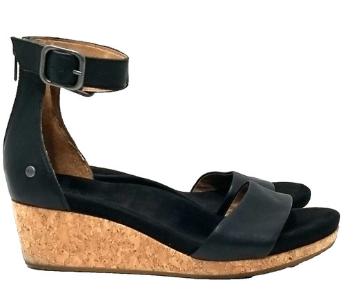 Sandali UGG Zoe II donna 9 pelle sughero zeppa cinturino alla caviglia zip memory foam