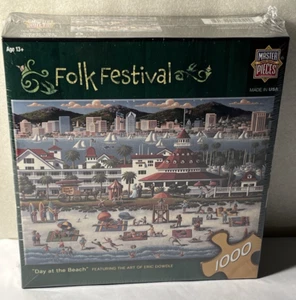 Folk Festival Day At The Beach 1000pc Puzzle 26x19 Materpieces Made In USA - Picture 1 of 4