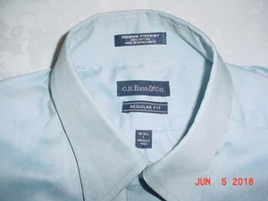G H BASS CO MENS LONG SLEEVE DRESS SHIRT 16.5 LIGHT BLUE BUTTON DOWN COTTON VG - Picture 1 of 5