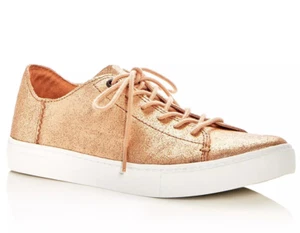 TOMS Women's LENOX Metallic Leather Lace Up Sneakers US 8 Rose Gold Pink - Picture 1 of 10
