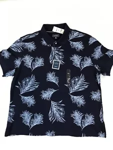 CLUB ROOM Pique Polo NWT New With Tags Navy Blue Tropical XXL 2 Button - Picture 1 of 12