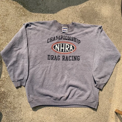Vintage 90s Crewneck Sweatshirt NHRA Championship Drag Racing Gray X-Large Cover