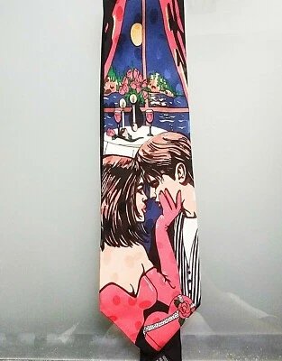 Vintage silk tie with handmade design- 80s - Image 1 of 4