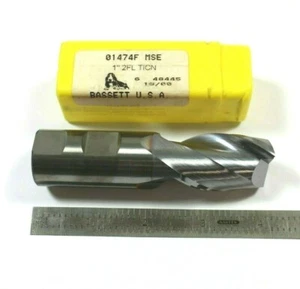 Molino extremo de carburo Bassett 01474F MSE 1" 2FL TiCN, totalmente nuevo - Imagen 1 de 2