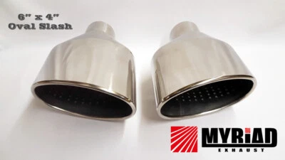 Tubos de escape dobles ovalados de 6"" x 4"" cromo Audi RS4 RS3 GOLF R León Cupra  - Imagen 1 de 4